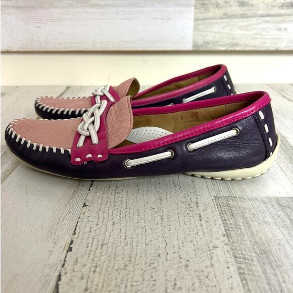Robert Zur Women’s 7 Pink Purple Lambskin Driving Loafers Moccasins Designer - Picture 4 of 8